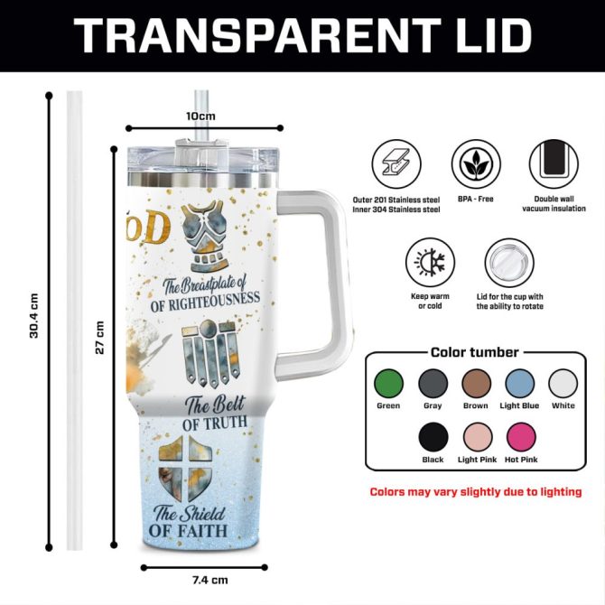 Full Armor Of God Custom Stanley Quencher 40Oz Stainless Steel Tumbler With Handle - Image 8