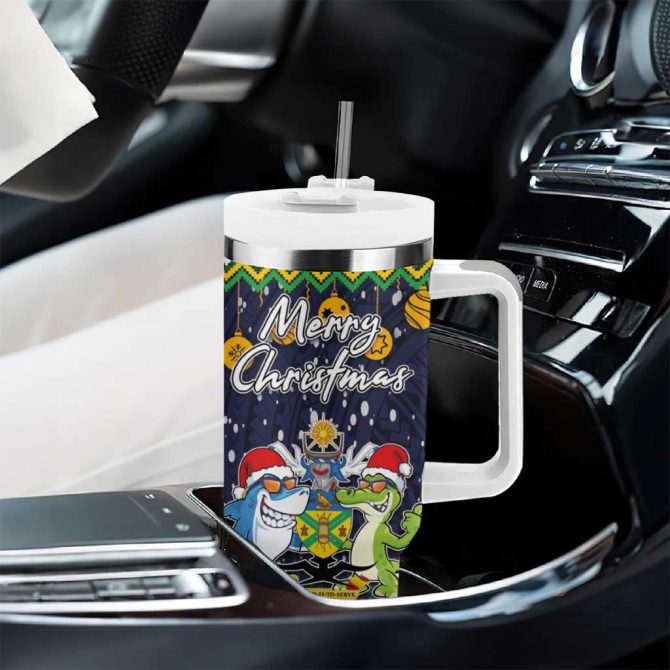 Funny Crocodile And Shark Solomon Islands Christmas Custom Stanley Quencher 40Oz Stainless Steel Tumbler With Handle - Image 8