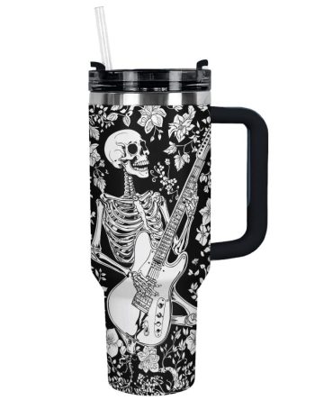Funny Skeleton Custom Stanley Quencher 40Oz Stainless Steel Tumbler With Handle
