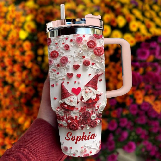 Garden Gnome Custom Stanley Quencher 40Oz Stainless Steel Tumbler With Handle - Image 3