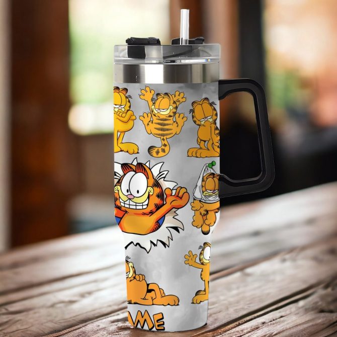 Garfield Cartoon Custom Stanley Quencher 40Oz Stainless Steel Tumbler - Image 5