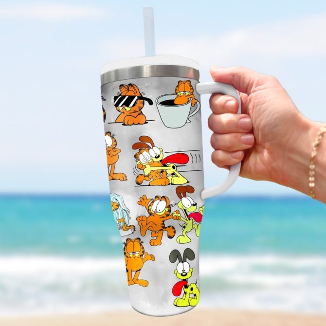 Garfield Cartoon Custom Stanley Quencher 40Oz Stainless Steel Tumbler - Image 2