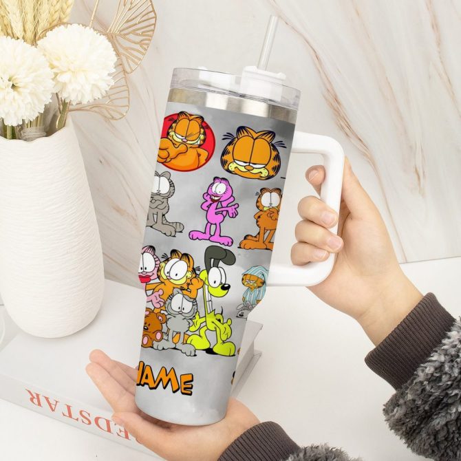 Garfield Cartoon Custom Stanley Quencher 40Oz Stainless Steel Tumbler - Image 3
