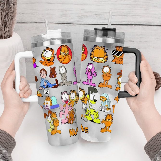 Garfield Cartoon Custom Stanley Quencher 40Oz Stainless Steel Tumbler - Image 5