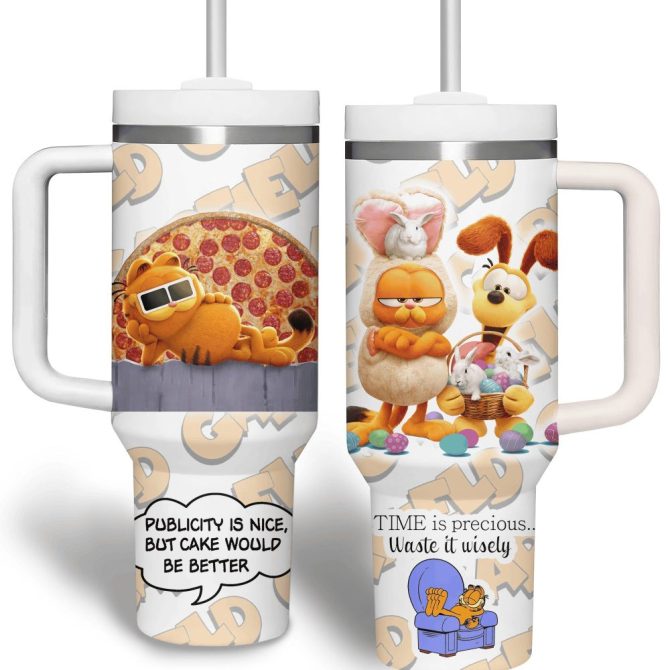 Garfield Cartoon Custom Stanley Quencher 40Oz Stainless Steel Tumbler