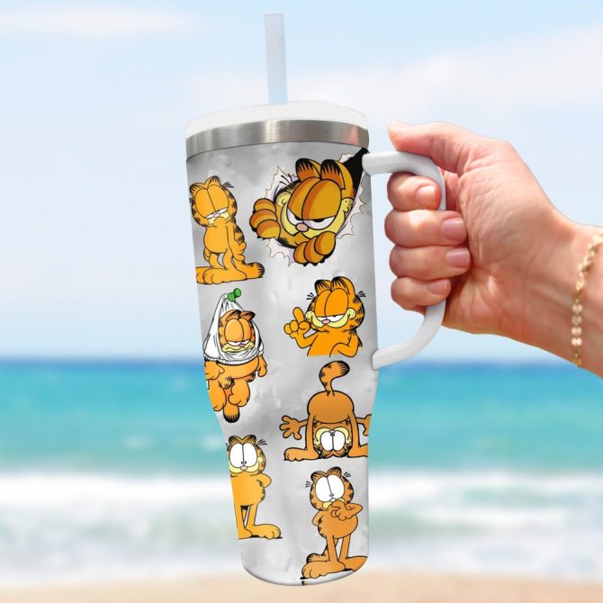 Garfield Cartoon Custom Stanley Quencher 40Oz Stainless Steel Tumbler - Image 3