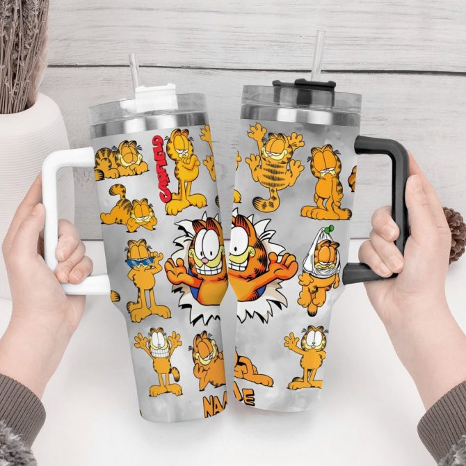 Garfield Cartoon Custom Stanley Quencher 40Oz Stainless Steel Tumbler - Image 2