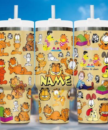 Garfield Cartoon Custom Stanley Quencher 40Oz Stainless Steel Tumbler With Handle