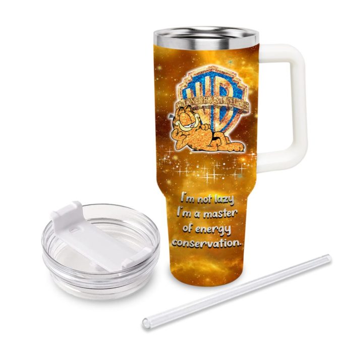 Garfield Cartoon Custom Stanley Quencher 40Oz Stainless Steel Tumbler With Handle - Image 3