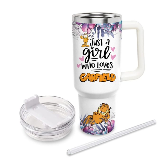 Garfield Cartoon Custom Stanley Quencher 40Oz Stainless Steel Tumbler With Handle - Image 3