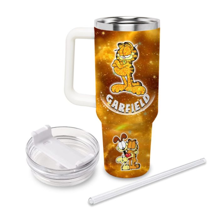 Garfield Cartoon Custom Stanley Quencher 40Oz Stainless Steel Tumbler With Handle - Image 2