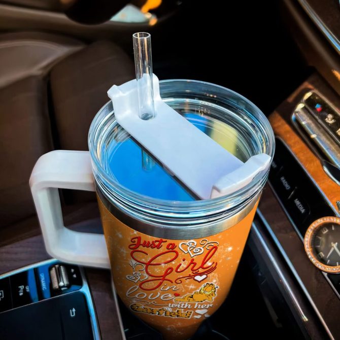 Garfield Cartoon Custom Stanley Quencher 40Oz Stainless Steel Tumbler With Handle - Image 4