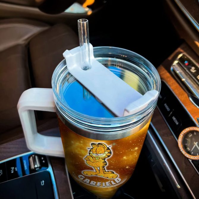 Garfield Cartoon Custom Stanley Quencher 40Oz Stainless Steel Tumbler With Handle - Image 4