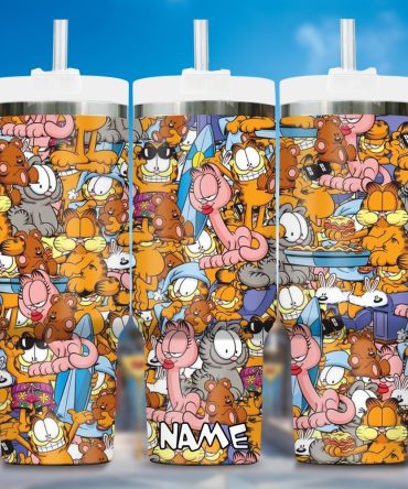 Garfield Cartoon Custom Stanley Quencher 40Oz Stainless Steel Tumbler With Handle