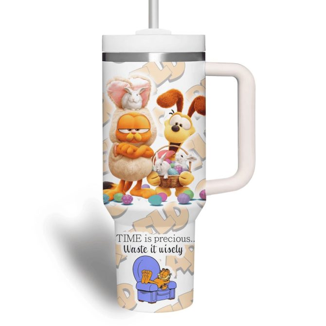 Garfield Cartoon Custom Stanley Quencher 40Oz Stainless Steel Tumbler - Image 4