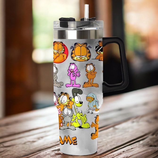 Garfield Cartoon Custom Stanley Quencher 40Oz Stainless Steel Tumbler - Image 4