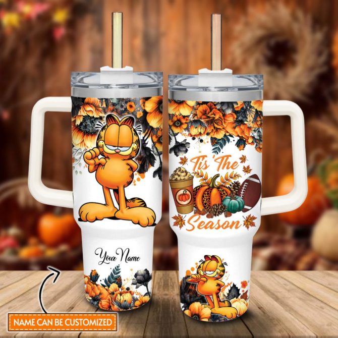 Garfield Garfield Cartoon Custom Stanley Quencher 40Oz Stainless Steel Tumbler With Handle