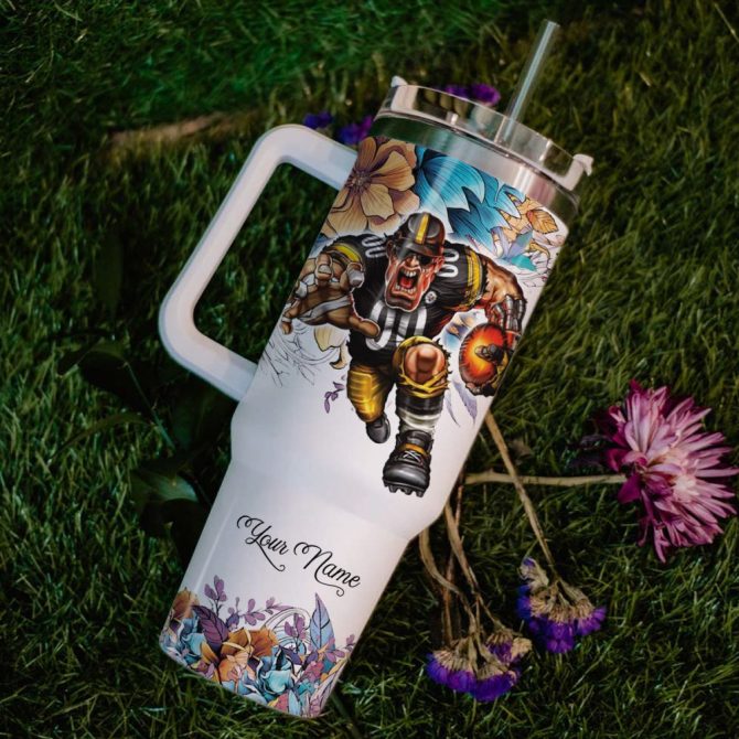 Garfield Pittsburgh Steelers Cartoon Custom Stanley Quencher 40Oz Stainless Steel Tumbler With Handle - Image 7