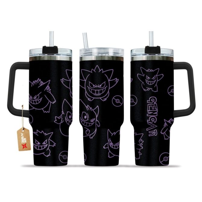 Gengar Pokemon Anime Custom Stanley Quencher 40Oz Stainless Steel Tumbler