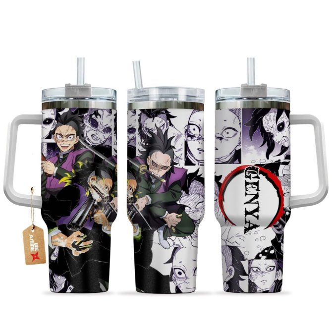 Genya Shinazugawa Demon Slayer Anime Custom Stanley Quencher 40Oz Stainless Steel Tumbler