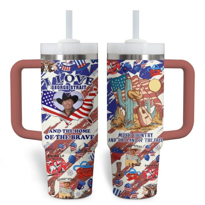 George Strait Music Custom Stanley Quencher 40Oz Stainless Steel Tumbler With Handle