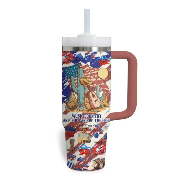 George Strait Music Custom Stanley Quencher 40Oz Stainless Steel Tumbler With Handle - Image 2