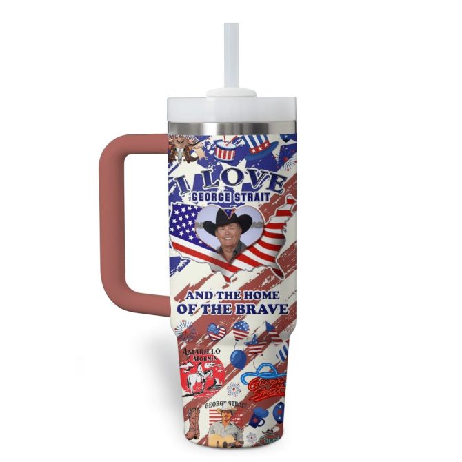 George Strait Music Custom Stanley Quencher 40Oz Stainless Steel Tumbler With Handle - Image 3