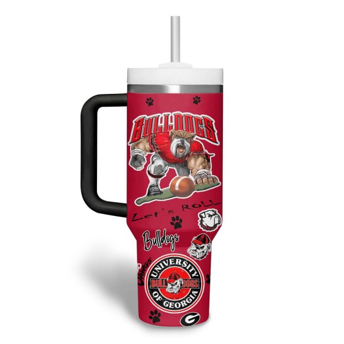 Georgia Bulldogs Ncaa Custom Stanley Quencher 40Oz Stainless Steel Tumbler With Handle - Image 2