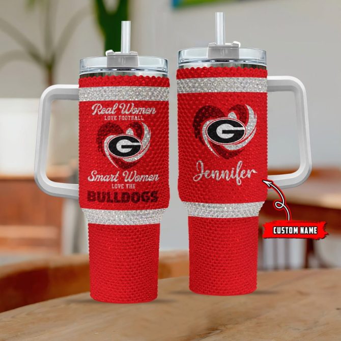 Georgia Bulldogs Ncaa Custom Stanley Quencher 40Oz Stainless Steel Tumbler With Handle