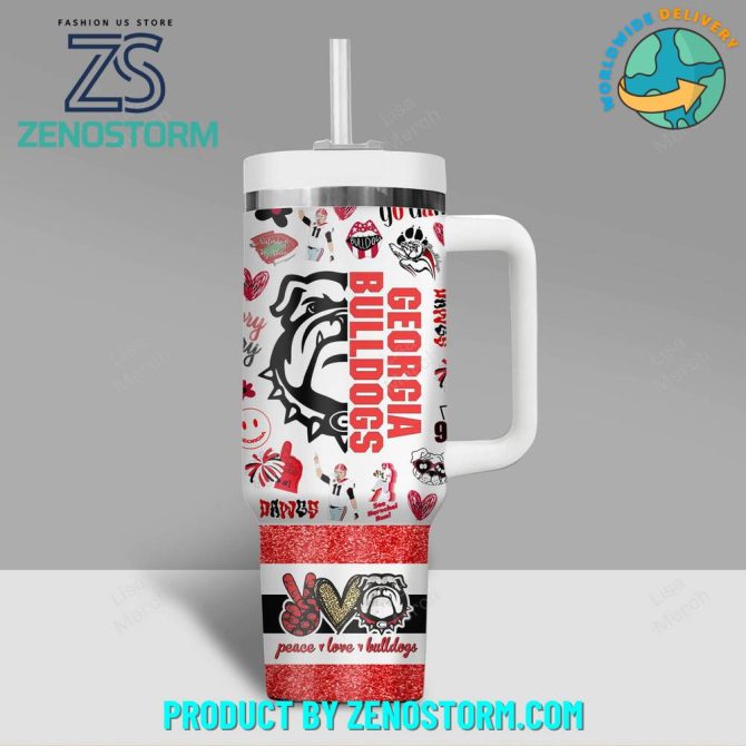 Georgia Bulldogs Ncaa Custom Stanley Quencher 40Oz Stainless Steel Tumbler With Handle - Image 2