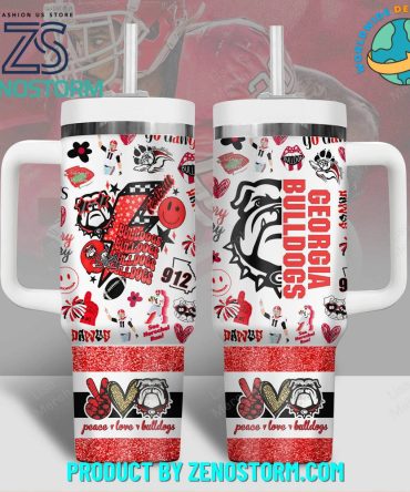 Georgia Bulldogs Ncaa Custom Stanley Quencher 40Oz Stainless Steel Tumbler With Handle