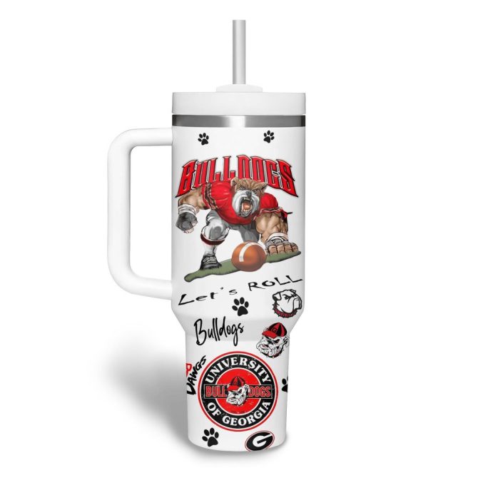 Georgia Bulldogs Ncaa Custom Stanley Quencher 40Oz Stainless Steel Tumbler With Handle - Image 2