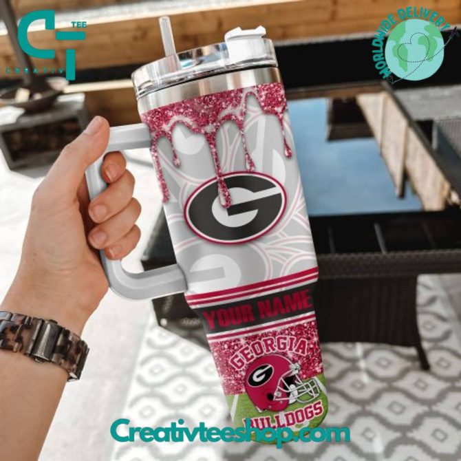 Georgia Bulldogs Ncaa Custom Stanley Quencher 40Oz Stainless Steel Tumbler With Handle - Image 2