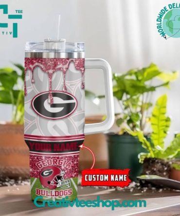Georgia Bulldogs Ncaa Custom Stanley Quencher 40Oz Stainless Steel Tumbler With Handle