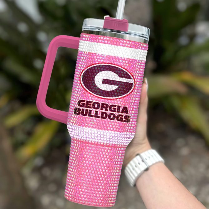 Georgia Bulldogs Ncaa Custom Stanley Quencher 40Oz Stainless Steel Tumbler With Handle