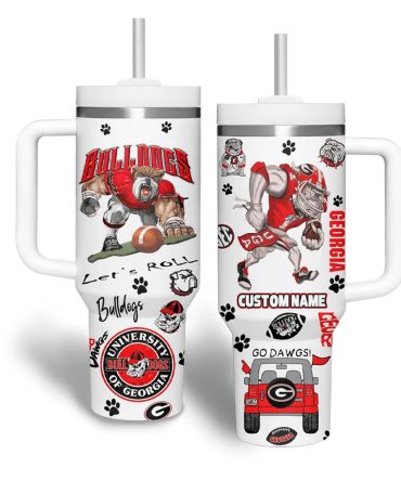 Georgia Bulldogs Ncaa Custom Stanley Quencher 40Oz Stainless Steel Tumbler With Handle