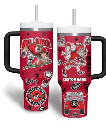 Georgia Bulldogs Ncaa Custom Stanley Quencher 40Oz Stainless Steel Tumbler With Handle