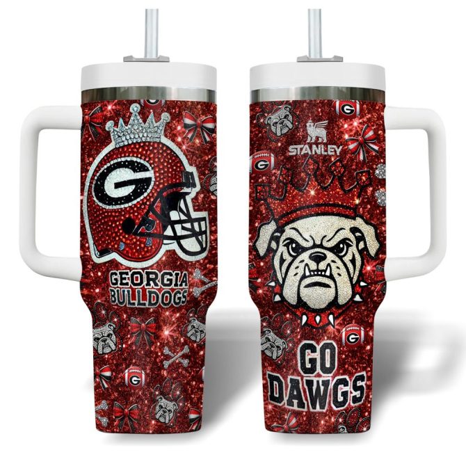 Georgia Bulldogs Ncaa Sports Custom Stanley Quencher 40Oz Stainless Steel Tumbler With Handle - Image 5