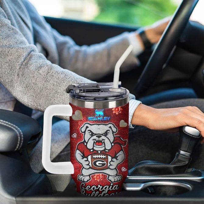 Georgia Bulldogs Ncaa Sports Custom Stanley Quencher 40Oz Stainless Steel Tumbler With Handle - Image 4