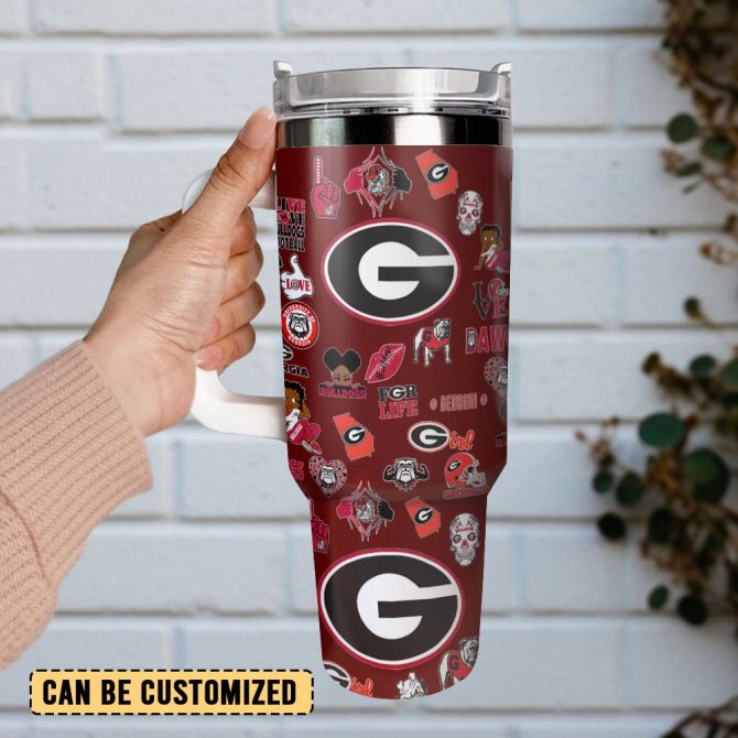 Georgia Bulldogs Ncaa Sports Custom Stanley Quencher 40Oz Stainless Steel Tumbler With Handle - Image 3