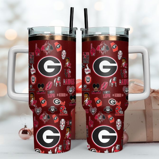 Georgia Bulldogs Ncaa Sports Custom Stanley Quencher 40Oz Stainless Steel Tumbler With Handle - Image 4