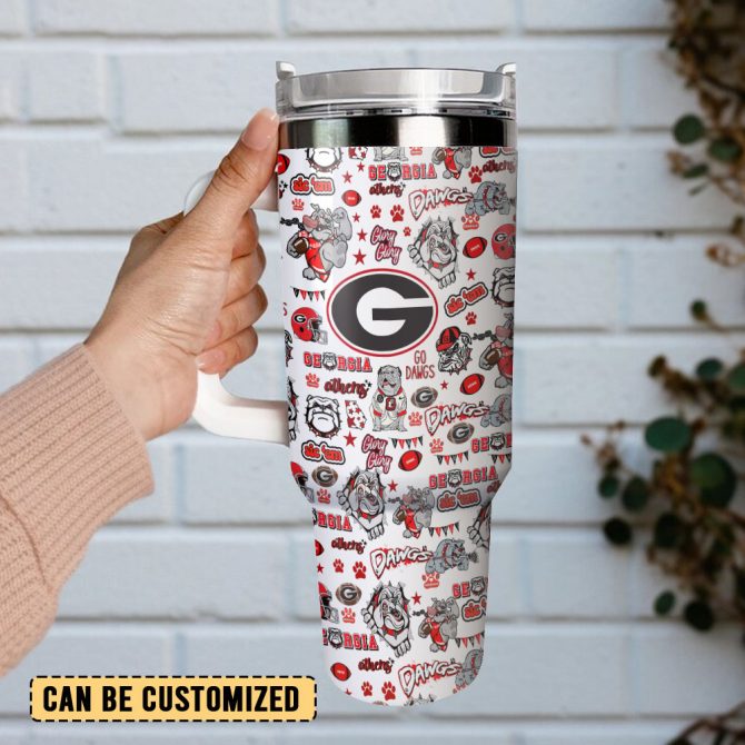 Georgia Bulldogs Ncaa Sports Custom Stanley Quencher 40Oz Stainless Steel Tumbler With Handle - Image 3