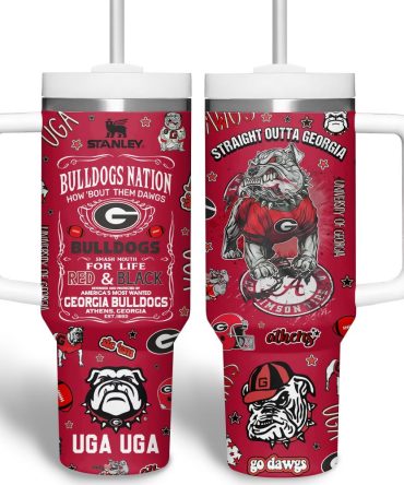 Georgia Bulldogs Ncaa Sports Custom Stanley Quencher 40Oz Stainless Steel Tumbler With Handle