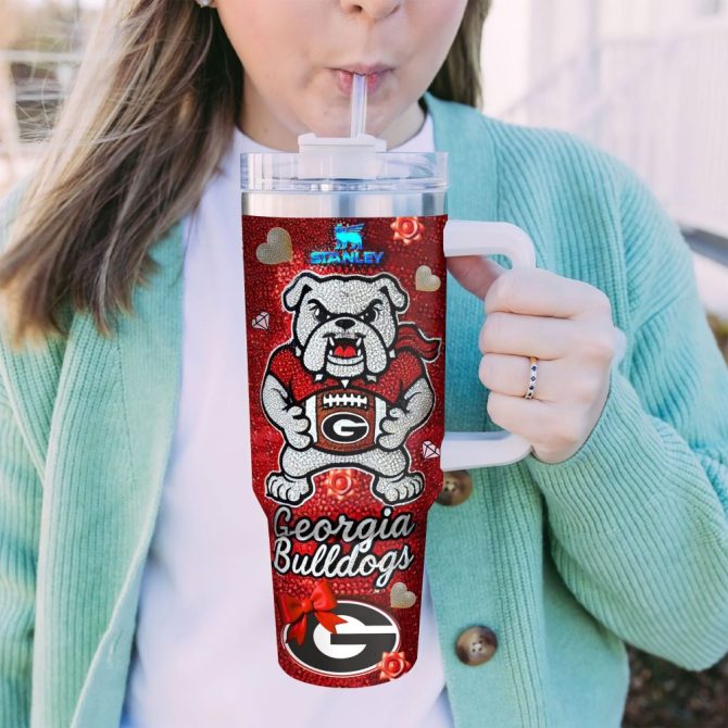 Georgia Bulldogs Ncaa Sports Custom Stanley Quencher 40Oz Stainless Steel Tumbler With Handle - Image 3