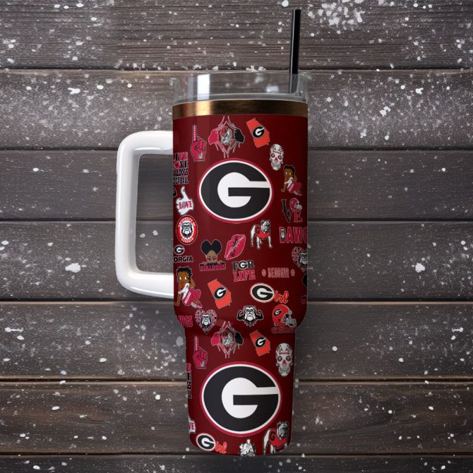 Georgia Bulldogs Ncaa Sports Custom Stanley Quencher 40Oz Stainless Steel Tumbler With Handle - Image 2