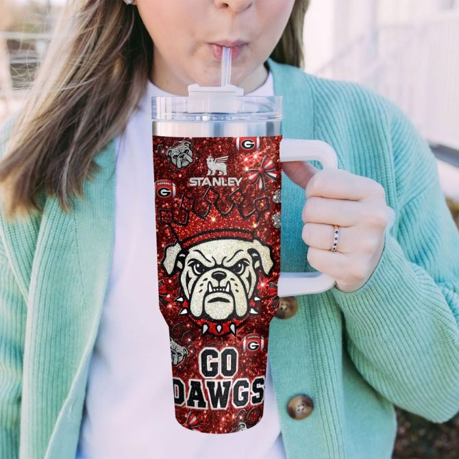 Georgia Bulldogs Ncaa Sports Custom Stanley Quencher 40Oz Stainless Steel Tumbler With Handle - Image 2