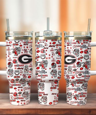 Georgia Bulldogs Ncaa Sports Custom Stanley Quencher 40Oz Stainless Steel Tumbler With Handle