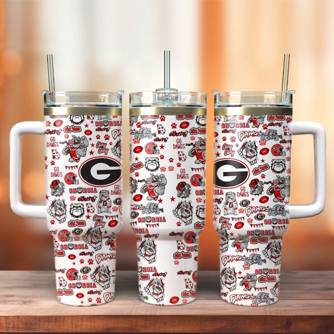 Georgia Bulldogs Ncaa Sports Custom Stanley Quencher 40Oz Stainless Steel Tumbler With Handle