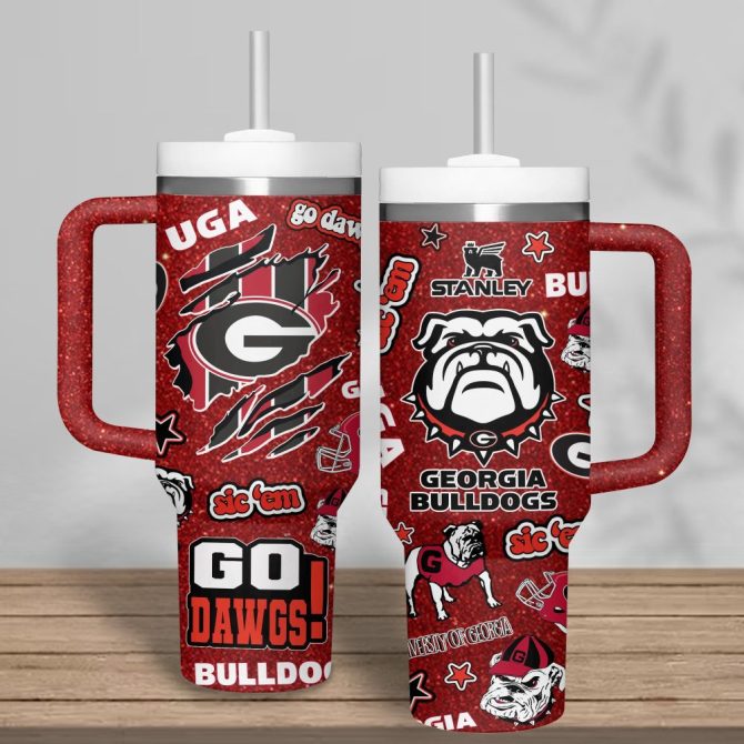 Georgia Bulldogs Ncaa Sports Custom Stanley Quencher 40Oz Stainless Steel Tumbler With Handle - Image 3