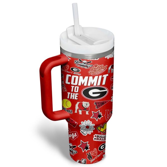Georgia Bulldogs Softball Ncaa Custom Stanley Quencher 40Oz Stainless Steel Tumbler - Image 5